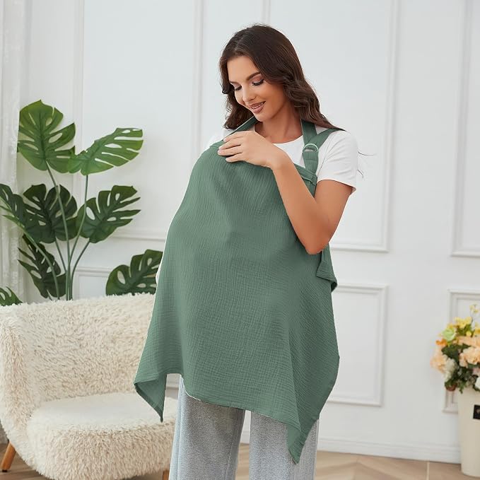 Muslin Nursing Cover for Baby Breastfeeding, Breathable 100% Cotton - Image 5