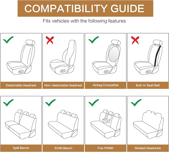 Pariitadin Leather Car Seat Covers Full Set, Waterproof Breathable Faux Leather - Image 7