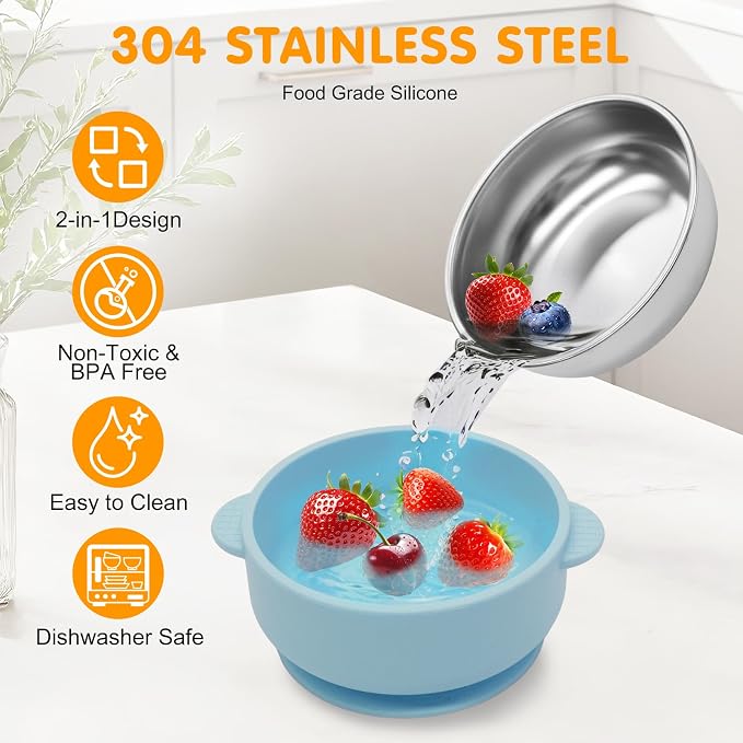 4 Pack Stainless Steel Baby Bowls - Image 3