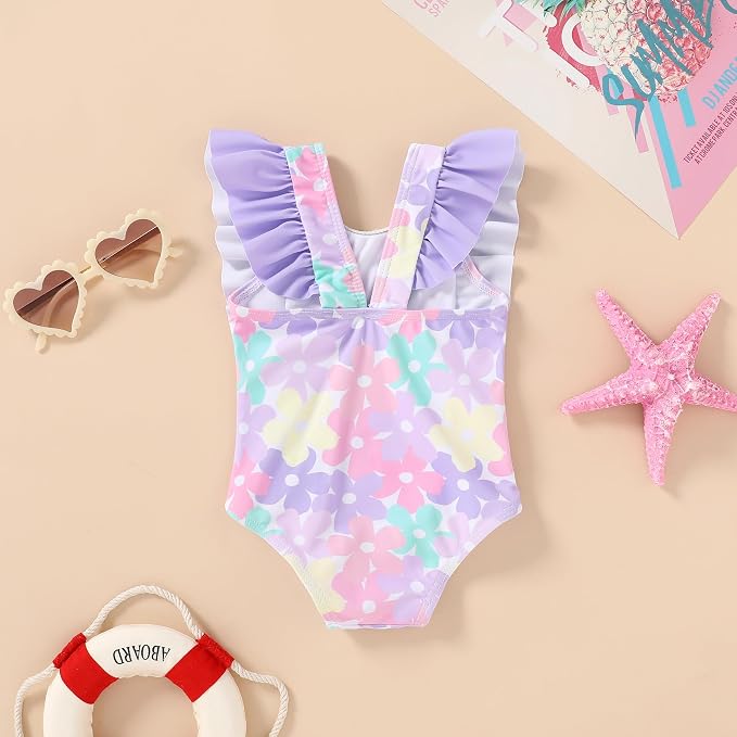 Newborn Baby Girl Ruffle Swimsuit Infant Toddler One Piece Floral Bikini Beach - Image 3
