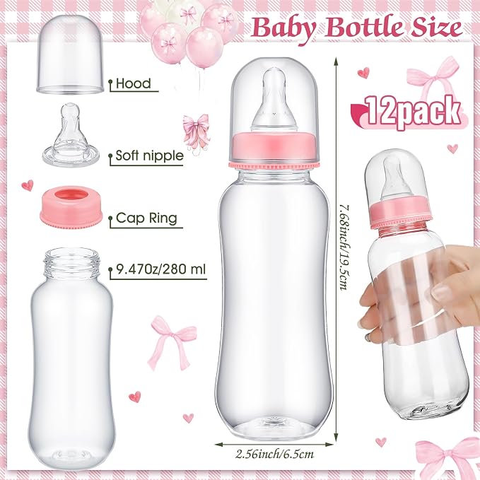 TrelaCo Cool Baby Shower Games Bottle Chug Sign and 12 Pcs Baby Bottle Shower - Image 4