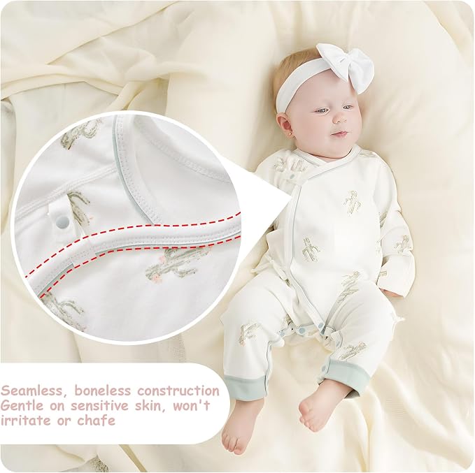 100% Organic Cotton Soft 0-6 Months Unisex Footless Newborn Baby Sleepers - Image 5