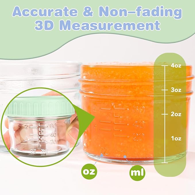 20 Pack Glass Baby Food Storage Containers, 4 oz Leakproof Baby Food Jars - Image 4