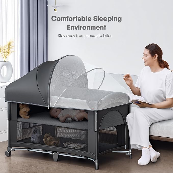 4 in 1 Baby Bassinet, Pack and Play, Bedside Crib Sleeper, Diaper Changer - Image 2