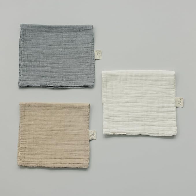 Mebie Baby Burp Cloths, Dusty Blue Print 3-Pack, Muslin Burp Cloth Set - Image 5