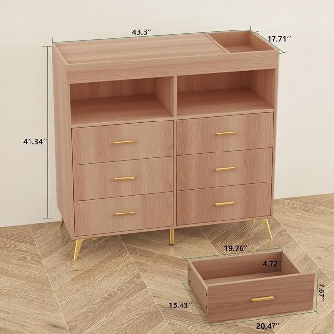 Changing Table Dresser with Drawers, Baby Dresser with Changing Table Top - Image 3