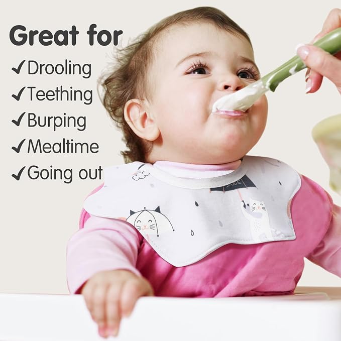 JaGely 12 Pack 360° Rotate Baby Bibs Waterproof Bibs Baby Girl Muslin Bib Snap - Image 7