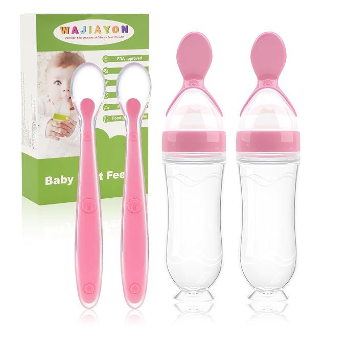 WAJIAYON Baby Food Feeder 4 Pack Silicone Baby Food Dispensing Spoon-3 oz by WAJIAYON