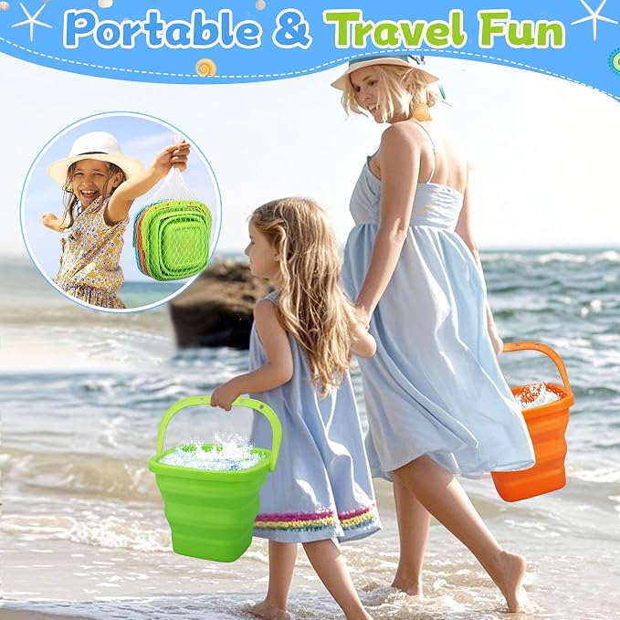 Jumbo Beach Sand Bucket Toy for Kids, 3L Collapsible Sandbox Pail, Easter - Image 7