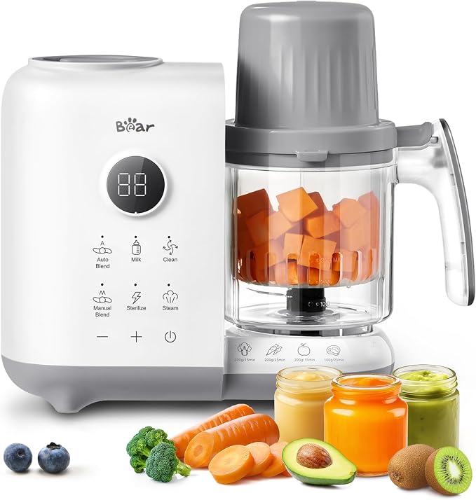 Bear Baby Food Maker with Two Layer Steam Baskets, One Step Baby Food Processor by Bear