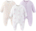 Unisex Baby Boy Girl Footies Rompers Cotton Long Sleeve 3 Pack Infant Jumpsuits by JELYLOVE