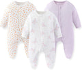 Unisex Baby Boy Girl Footies Rompers Cotton Long Sleeve 3 Pack Infant Jumpsuits by JELYLOVE