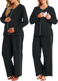 OUGES 100% Cotton Women's Maternity Nursing Pajamas Sets Button Down by OUGES