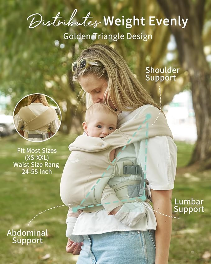 GROWNSY Baby Carrier Newborn to Toddler, Cozy Baby Wraps Carrier, Ergonomic - Image 6
