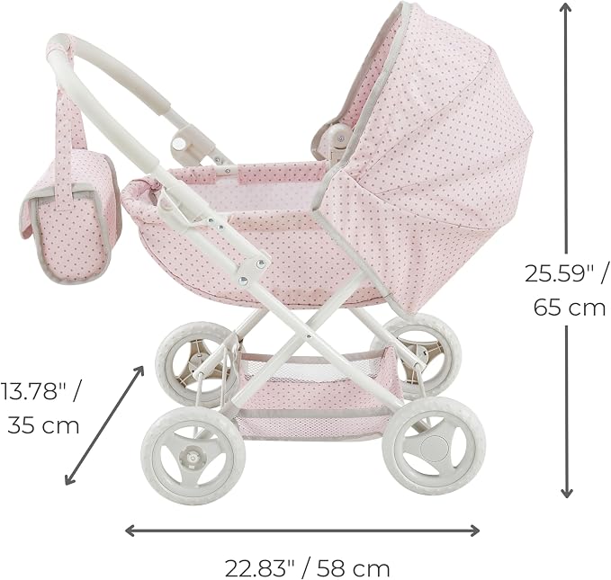 Olivia's Little World Polka Dot Princess Baby Doll Pram Stroller - Image 4