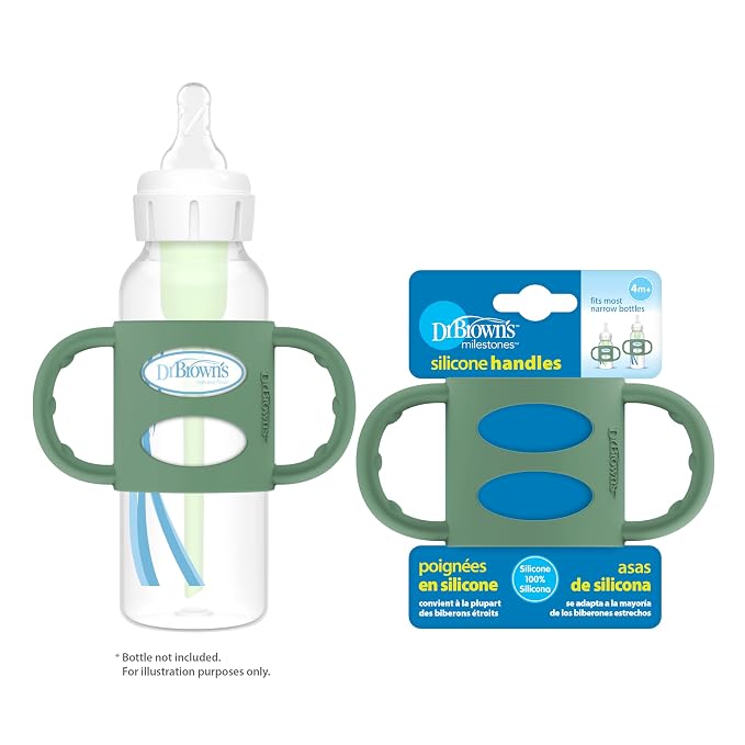 Dr. Brown's Narrow Baby Bottle Handles, 100% Silicone, Easy Grip Removable - Image 8