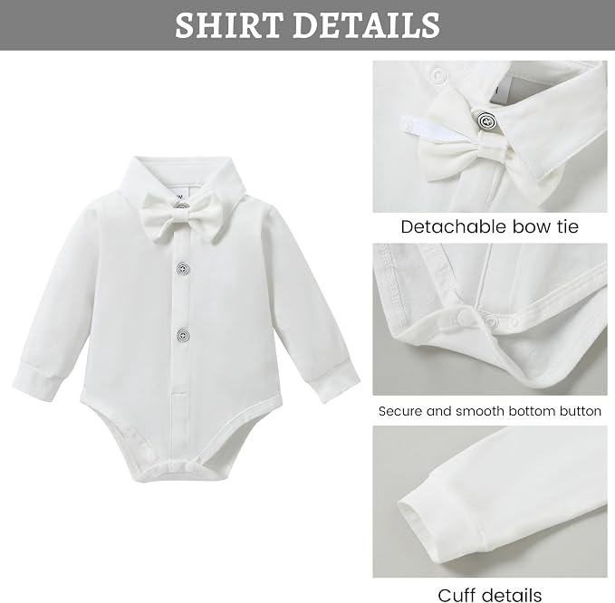 SANMIO Baby Boy Clothes Suits Infant Gentleman Outfit Collared Dress - Image 4