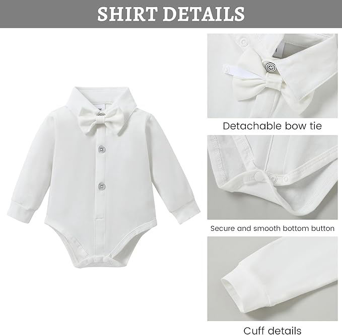 SANMIO Baby Boy Clothes Suits Infant Gentleman Outfit Collared Dress - Image 4