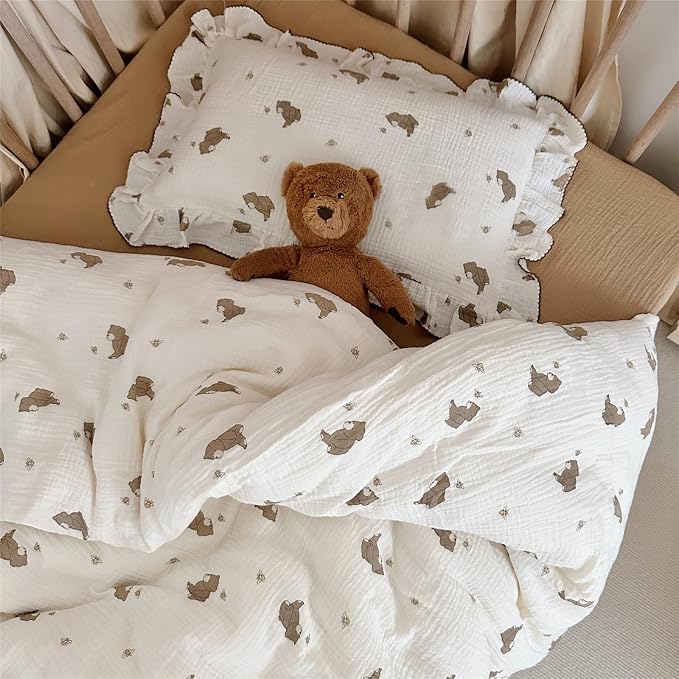 BuLuTu Cartoon Bear Muslin Pillowcase - Image 8