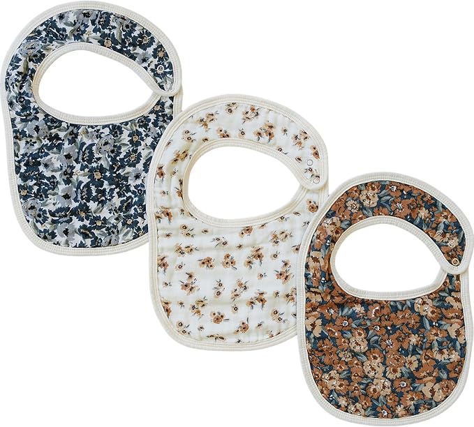 Mebie Baby Muslin Cotton Bib, 3 pack, Baby Bib Set by MebieBaby
