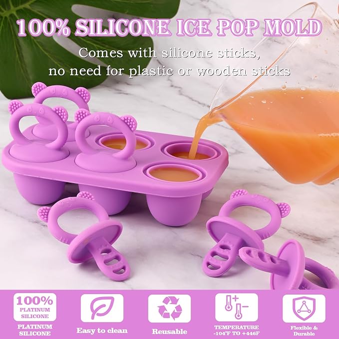 Sakolla Baby Popsicle Molds Mini 6-Cavity Silicone Ice Pop Mold - Image 2