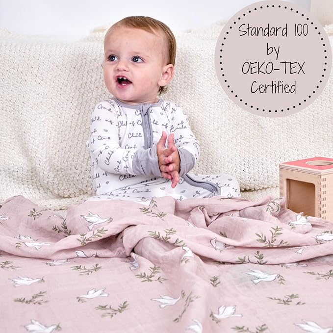 LollyBanks Baby Blanket, 100% Cotton Muslin Swaddle, Soft 47 x 47 Inches - Image 4
