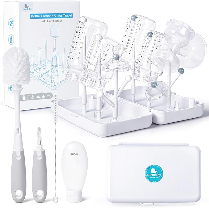 Termichy Travel Bottle Cleaning Kit: Portable Drying Rack & Brush Set by Termichy