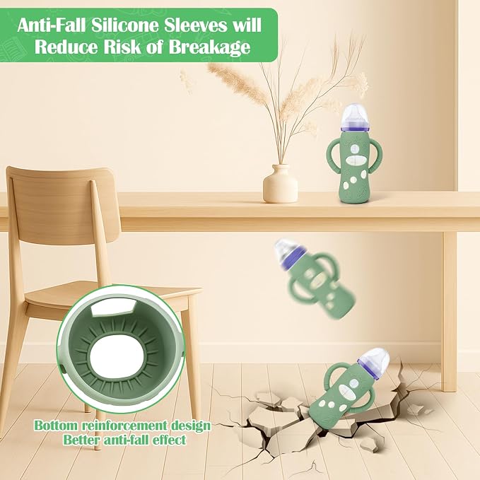 BUSOHA 3 Pack Silicone Sleeves for Lansinoh Glass Baby Bottles - Image 2