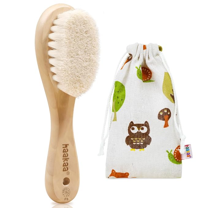 haakaa Wooden Baby Hair Brush for Newborns and Toddlers Baby Brush Natural Soft by haakaa