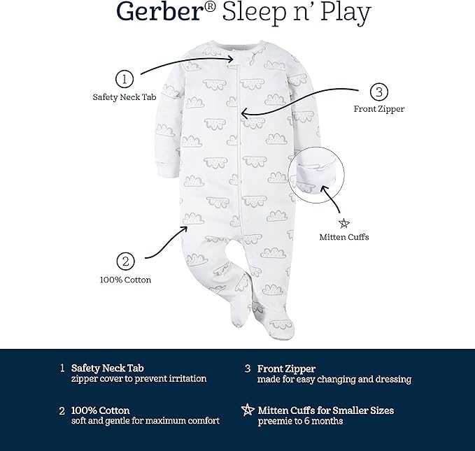 Gerber Baby Boys 4 Pack Sleep 'N Play Footie - Image 5
