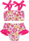 YOUNGER TREE Toddler Girls Two Pieces Swimsuit Color Block Stripe Swimwear by YOUNGERTREE