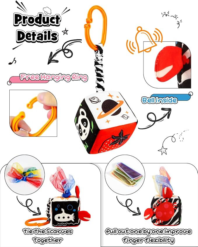 3 PCS Black and White High Contrast Baby Toys - Image 5