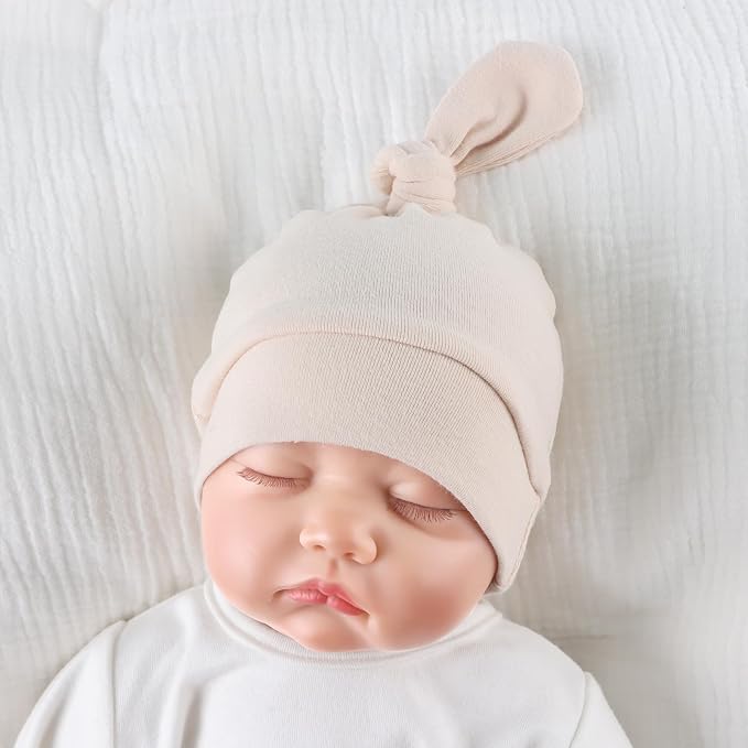 JANGANNSA Newborn Baby Hat Infant Baby Boys Beanie Top Knot Stretchy Hats - Image 5