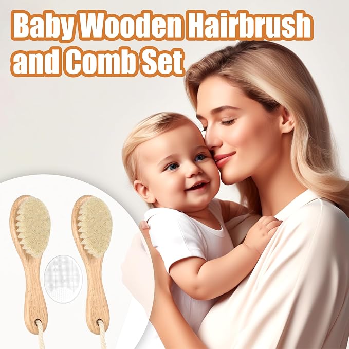 Wooden Baby Hair Brush and Comb Set - Image 2