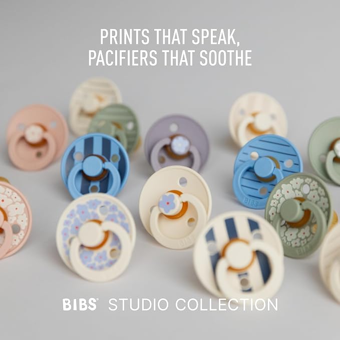 BIBS Pacifiers - Studio 2 Pack | Round Nipple Baby Pacifier | BPA Free Natural - Image 7