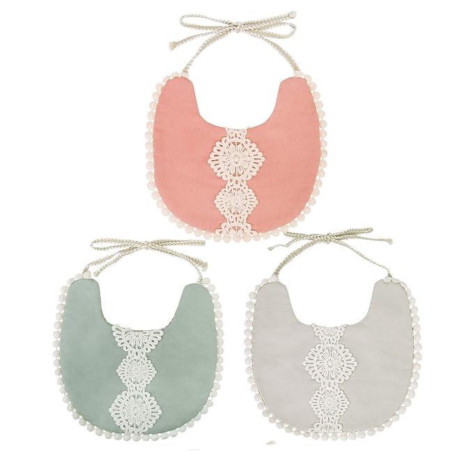 GZMM Baby Bib For Girls, Reversible Waterproof Handmade Natural Cotton Baby by GZMM