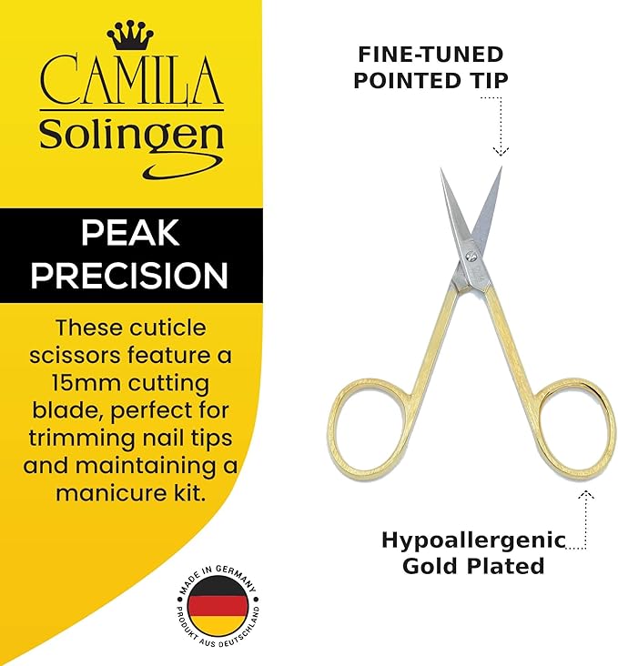 CS05 Professional Nail Cuticle Scissors, Hypoallergenic Gold Plated Sharp - Image 2