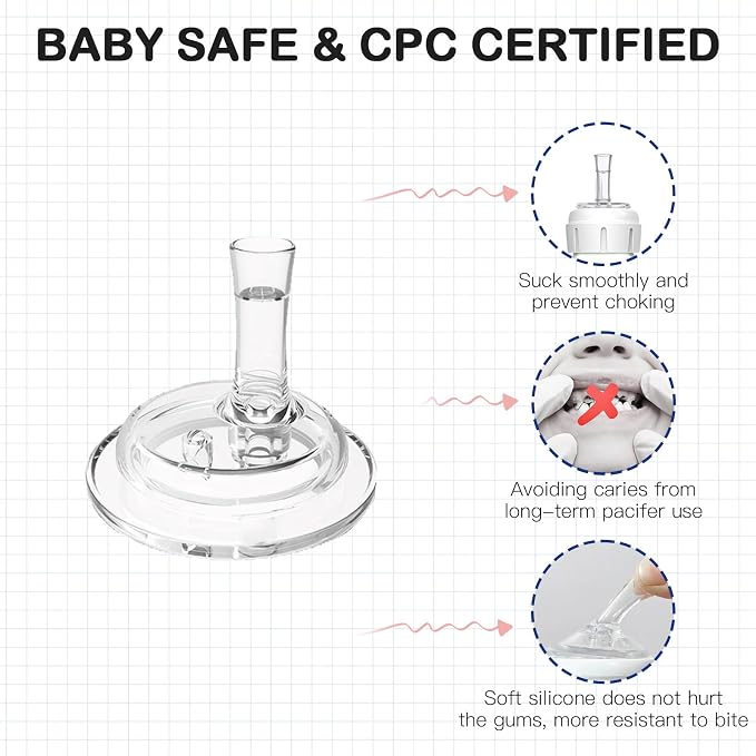 Sippy Straw Nipples for Dr. Browns Narrow Baby Bottles, Trainer Sippy Cup 100% - Image 2