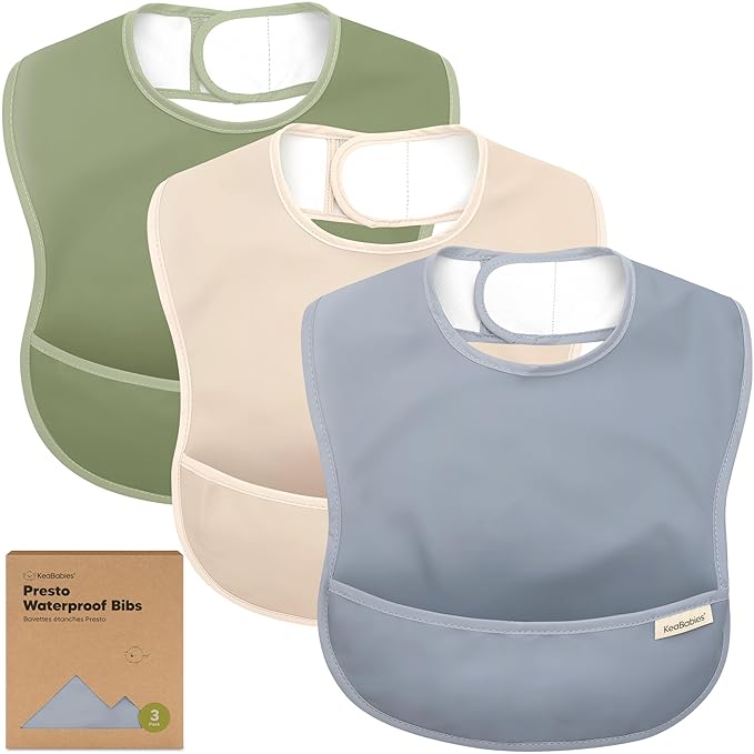 3-Pack Waterproof Baby Bibs for Eating by KeaBabies