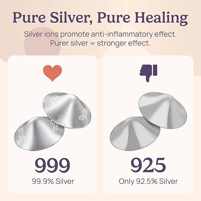Silver Nipple Covers Breastfeeding: Pure 999 Silver Nipple Shield | Silver - Image 7
