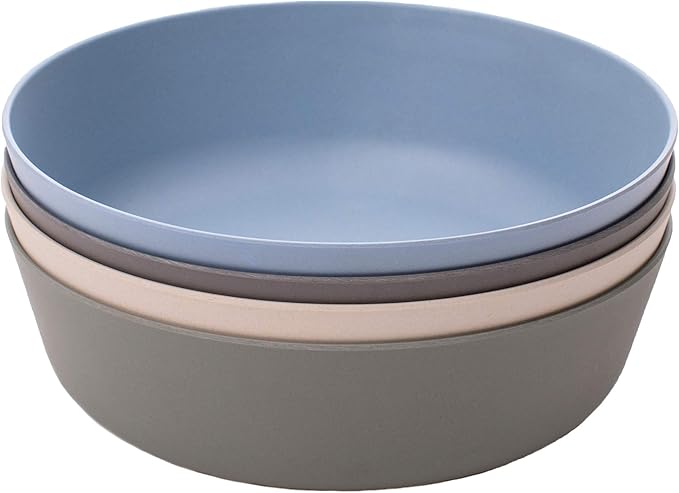 WeeSprout Bamboo Kids Bowls, Set of Four 15 oz Kid-Sized Dinnerware, Leftovers by WeeSprout