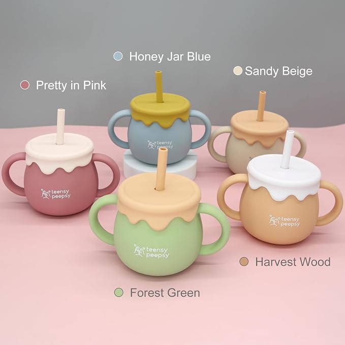 Honey Jar Pot 3-in-1 Silicone Training Cup 8.5oz, Baby Sippy Cup - Image 7