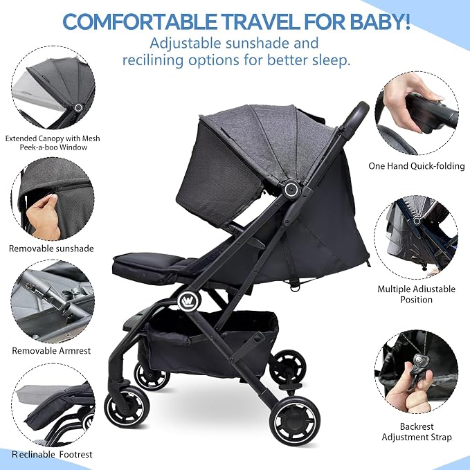 Lightweight Baby Stroller, Compact Travel Stroller - Image 4