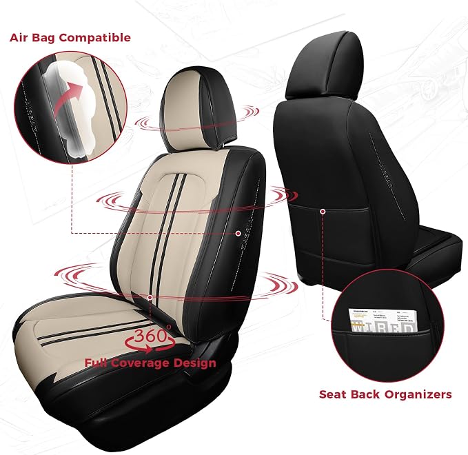 FREESOO Car Seat Covers Full Set, Leather Seat Covers - Image 2