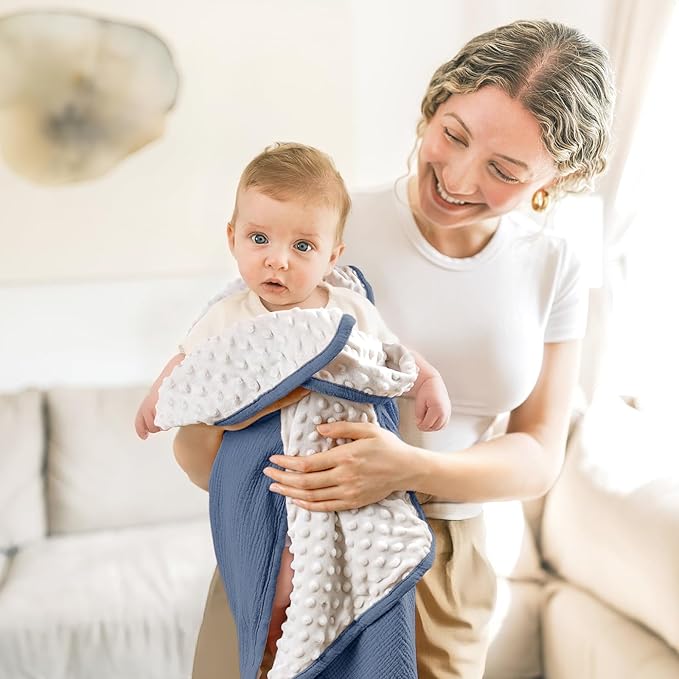 lulumoon Baby Blanket for Newborn Receiving: Minky Dot & Muslin Lightweight - Image 8