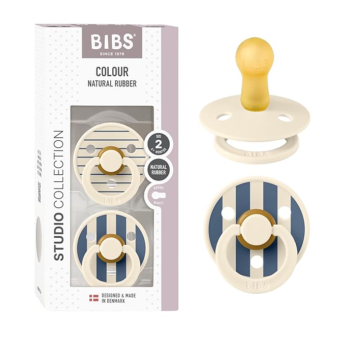 BIBS Pacifiers - Studio 2 Pack | Round Nipple Baby Pacifier | BPA Free Natural by BIBS