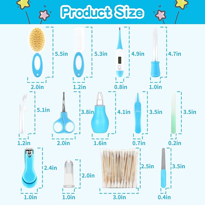 Baby Grooming Kit，Infant Safety Care Setwith Hair Brush Comb Nail Clipper Nasal - Image 3