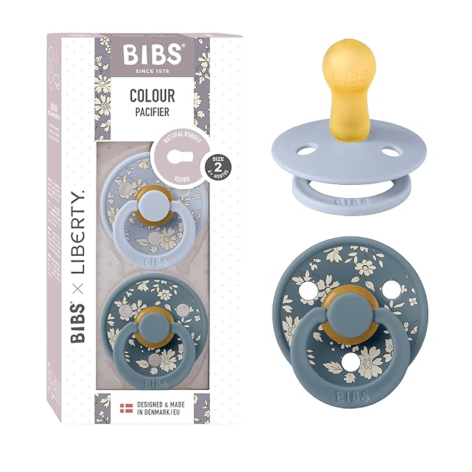 BIBS Colour Liberty Soother 2-Pack, BPA Free Dummy Pacifier, Round Nipple. by BIBS