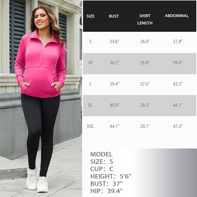 GINKANA Maternity Women's Long Sleeve Shirt Half Zipper Lapel Lightweight - Image 7