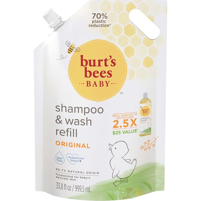 Burts Bees Baby Shampoo and Baby Wash Refill, Plant-Based Formula, - Image 11